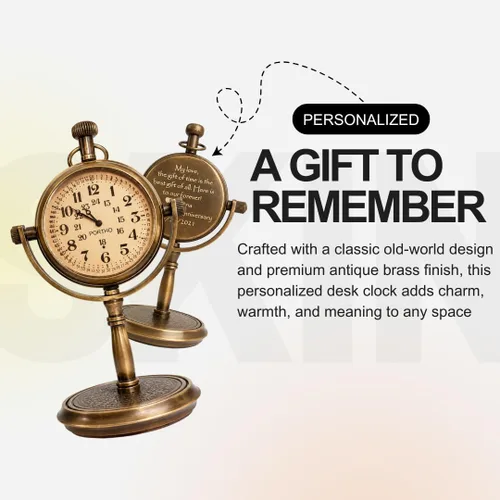 Miniatura 4 de PORTHO Reloj de escritorio personalizado, reloj de mesa silencioso para decoración del hogar y la oficina, reloj único de la vieja escuela