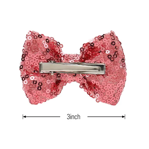 Miniatura 3 de Love Fairy - Horquilla de lazo con purpurina de 3 pulgadas, clip de lentejuelas brillantes para niñas, adolescentes y mujeres (negro)