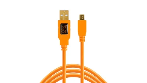 Tether Tools TetherPro - Cable USB 2.0 a Mini-B de 5 pines para transferencia rápida y conexión entre cámara y computadora, naranja de alta