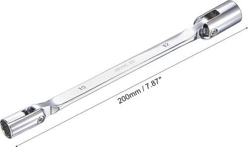 Miniatura 2 de uxcell Llave de cabeza flexible de 12 puntos, extremo de caja giratoria doble métrica de 0.394 in x 0.472 in, rotación CR-V de 180 grados