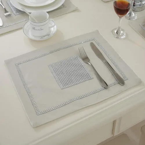 Miniatura 4 de Paquete de 4, manteles individuales elegantes de 12 x 16 pulgadas, manteles individuales clásicos y elegantes con lentejuelas y diamantes