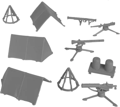 BMC Classic - Juego de accesorios de plástico para hombre, 10 unidades de campamento militar, fabricado en EE. UU Gris