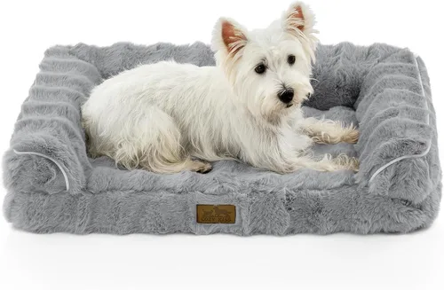 Miniatura 8 de COZY KISS Cama ortopédica de piel sintética de conejo para perro, cama grande para perro, sofá de espuma de apoyo para mascotas con funda de forro