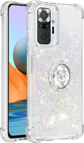 Miniatura 3 de CCSmall Funda para Xiaomi Redmi Note 10 Pro/Pro Max Glitter Liquid Quicksand, cubierta transparente brillante para teléfono con soporte de anillo