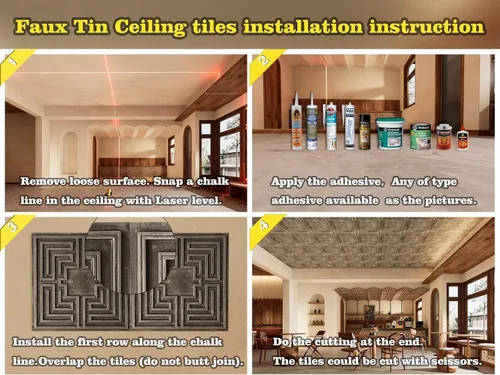 Miniatura 7 de Paneles de pared 3D para decoración estereoscópica en relieve para cafetería, club, salón, hotel, tienda, bar, 2 x 2 pies, PL25 de hierro desgastado