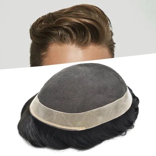 Miniatura 15 de Toupee For Men Real Human Hair Soft Swiss Lace Mens Toupee Hair Replacement System For Men Hairpieces Protesis Capilar Para Hombre 6x8 Medium light