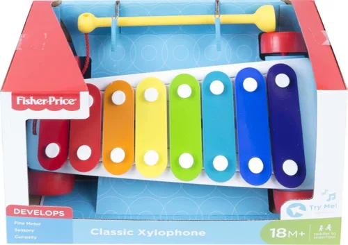 Miniatura 6 de Fisher-Price Juguete de Arrastre para Niños Pequeños, Xilófono Clásico Instrumento Musical de Juguete con Mazo para Niños Preescolares de 18+ Meses