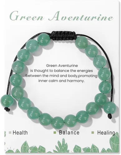 Miniatura 20 de Pulsera de cristal curativo para mujer de 8 mm de piedra natural con cuentas de cristal engarzadas, pulsera ajustable de gemas hecha a mano, joyería