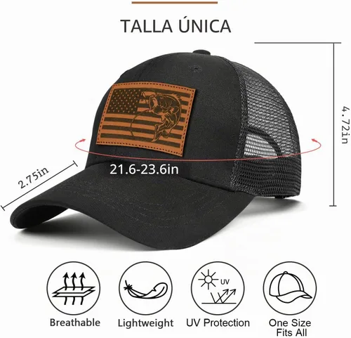 Miniatura 6 de Sombrero de pesca, regalos de pesca para hombres, bandera de pez de lubina, sombreros de trcuker para hombres, accesorios de equipo de pesca, cosas