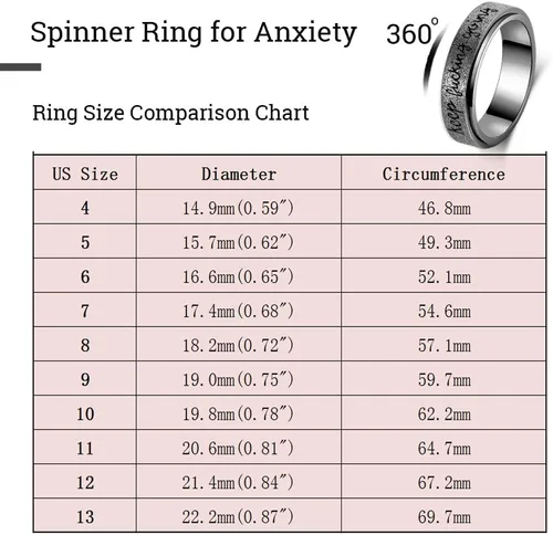 Miniatura 6 de LuckyAmor Anillo para ansiedad para mujer anillo giratorio de acero inoxidable con mantra inspirador personalizado para hombres, mujeres y amigos