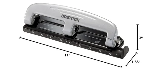 Miniatura 8 de Bostitch Oficina inPRESS 12 Perforadora de tres agujeros de esfuerzo reducido, plata/negro (2101)