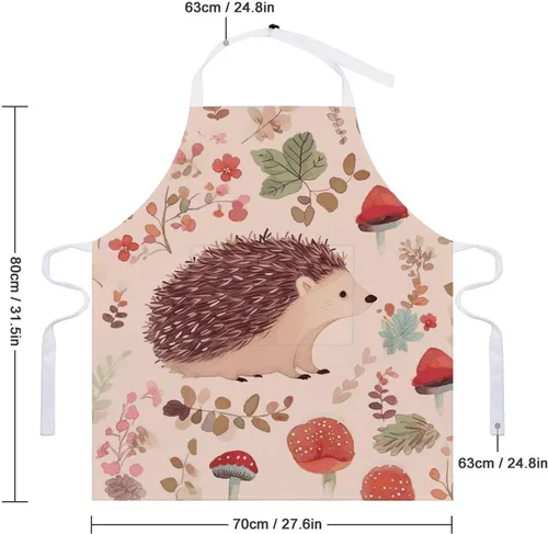 Miniatura 2 de MUSM Delantal para adultos – 27.6 x 31.5 pulgadas, delantales de poliéster resistentes con dos bolsillos grandes, delantal de cocina de erizo