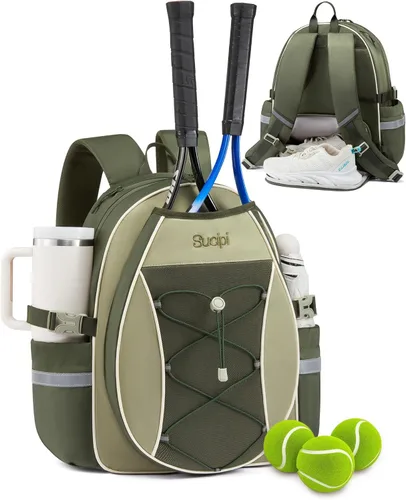 Miniatura 11 de Mochila de tenis Sucipi, mochila de tenis acolchada con bandolera cruzada, bolsas para raquetas de tenis resistentes al agua para mujeres y hombres