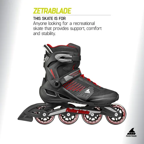 Miniatura 2 de Rollerblade Zetrablade - Patines en línea para hombres adultos, color negro y plateado