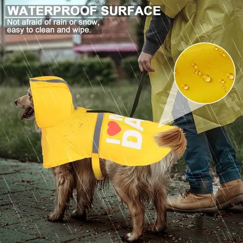 Miniatura 4 de Impermeable para perros con bonito estampado, impermeable, reflectante, ajustable para perros pequeños, medianos y grandes (amarillo, pequeño)