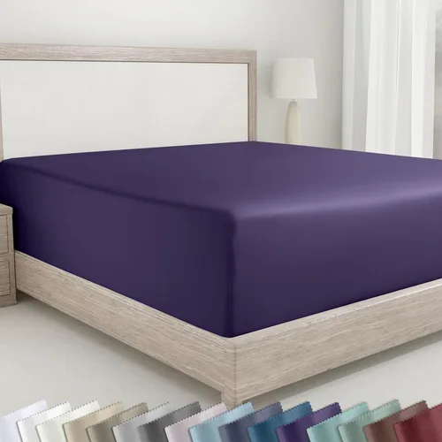 Miniatura 18 de California Design Den - Sábana bajera ajustada de algodón con bolsillo profundo, suave de 400 hilos, 100 % algodón satinado, ajuste ceñido, elástico