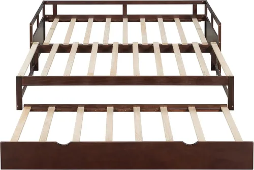 Miniatura 4 de Flieks Sofá cama espresso con cama nido, diseño individual a King, cama extensible de 78.2 pulgadas de largo x 79 pulgadas de ancho, no necesita