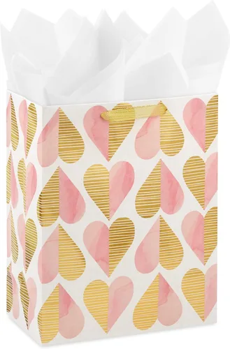 Miniatura 7 de Hallmark Bolsa de regalo mediana de 9" con papel de seda (flores y mariposas; turquesa y amarillo) para cumpleaños, Día de la Madre, despedidas
