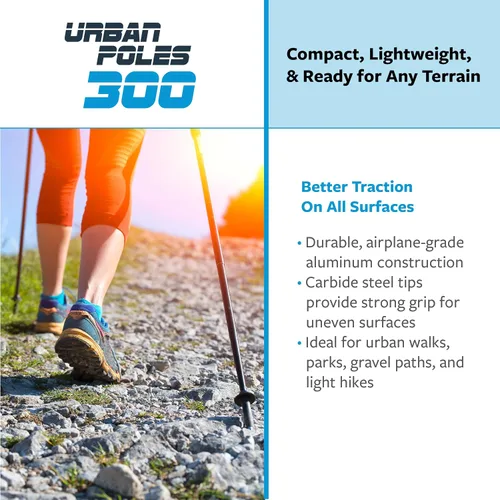 Miniatura 5 de Urban Poling Bastones urbanos serie 300 – 1 par – Edición fitness – CoreGrip™ ergonómico patentado para estabilidad – Ajustable, plegable, ligero