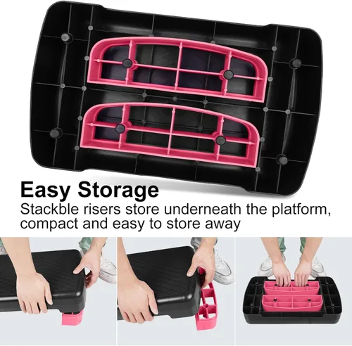 Miniatura 4 de Height-Adjustable 4"-6" Step Aerobics Platform Fitness Equipment Stepper Trainer Exercise Step Platform with 2 Riser
