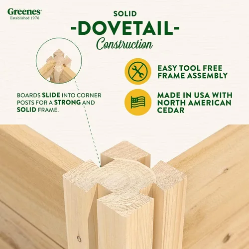 Miniatura 7 de Greenes Fence Cama de jardín elevada de cedro premium, 4 x 4 x 7 pulgadas (3/4 pulgadas de grosor) (paquete de 3) - Fabricado en Estados Unidos