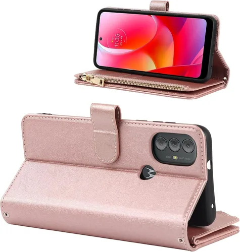 Miniatura 5 de Funda para Motorola Moto G Pure (2021)/Moto G Power (2022)/Moto G Play (2023) Funda tipo cartera, [9 ranuras para tarjetas] Collar cruzado ajustable
