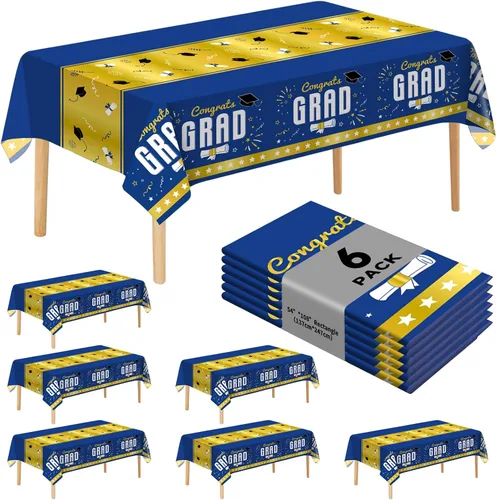 Miniatura 26 de Paquete de 6 manteles de plástico desechables patrióticos de 54 x 108 pulgadas, para fiestas con temática conmemorativa, desechables para mesas de 6