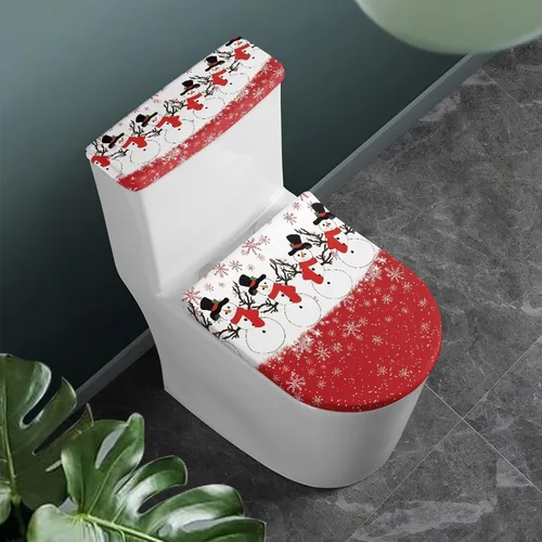 Miniatura 22 de Flashideas Juego de cubierta para tanque y tapa de inodoro con estampados de patas de perro coloridas - Elástico, se adapta a la mayoría de tanques