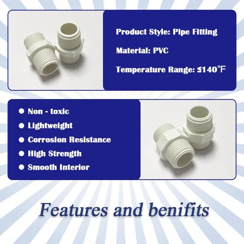 Miniatura 3 de 12 unids 3/4 pulgadas PVC tubería de montaje hexagonal pezón G3/4 macho X G3/4 macho adaptador de acoplamiento de rosca tubería de fontanería