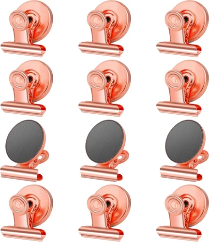 Miniatura 11 de Grtard Paquete de 12 clips magnéticos, imanes de nevera, clips magnéticos fuertes resistentes, clip magnético para pizarra blanca para oficina, Negro