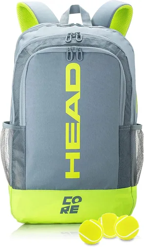 HEAD Core Tennis Backpack - Holds 2 Racquets with Padded Adjustable Straps Sports Bag Gris/Amarillo