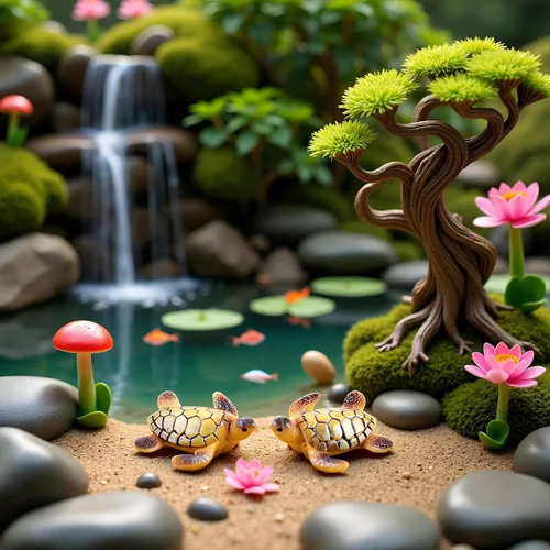 Miniatura 6 de Jowxsx 2 figuras miniatura de resina de mini paisaje de micro paisaje para acuario, jardín, bonsái, decoración del hogar
