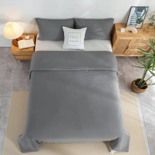 Miniatura 7 de COTTEBED Juego de edredón gris ultra suave, tamaño Queen Full, ropa de cama para todas las estaciones, ligero, difuso, esponjoso, moderno, de Gris
