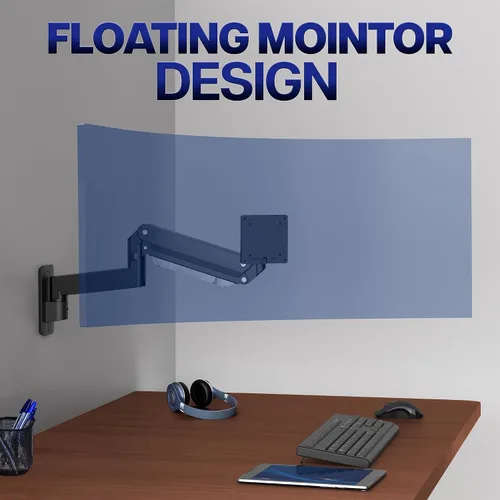 Miniatura 9 de VIVO Brazo de Monitor de Aluminio Premium de Servicio Pesado para Pantallas Ultraanchas de hasta 49 pulgadas y 44 libras, Montaje de Pared Negro