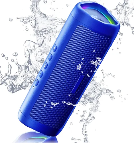 Altavoz Bluetooth, sonido HD de 20 W, inalámbrico portátil, IPX5 impermeable, hasta 24 horas de reproducción, TWS, para hogar, fiesta, exterior, Azul