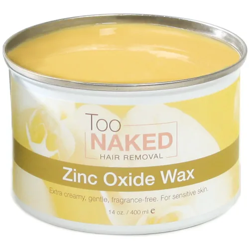 Too Naked Hair Removal Cera de óxido de zinc para pieles sensibles, extra cremosa, cera de salón no transparente, sin fragancia, 14 onzas.