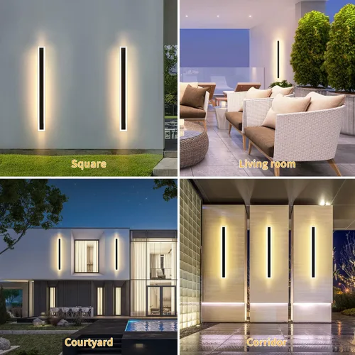 Miniatura 5 de Moderno aplique de pared para exteriores, acrílico blanco esmerilado, 23.6 pulgadas