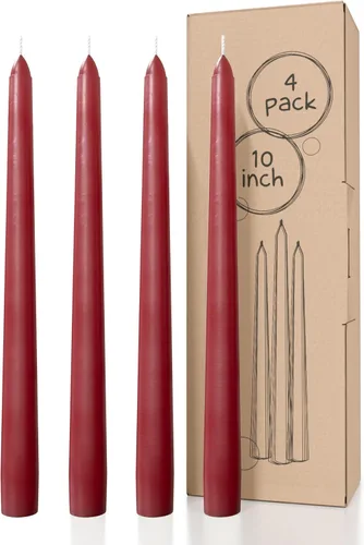 Miniatura 80 de CANDWAX Paquete de 4 velas cónicas blancas, sin goteo, de combustión lenta, sin perfume, de 12 pulgadas, ideales para mesa de comedor, candelabros