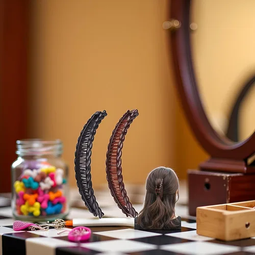Miniatura 5 de 2 pinzas de pelo de plátano para cabello grueso y rizado, pinzas de tortuga negras y marrones, peines clásicos para mujeres y niñas, deslizantes