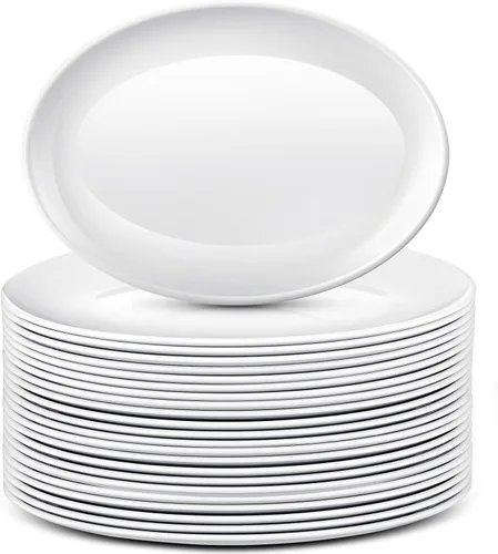 Miniatura 8 de Dandat 12 Piezas Bandejas Grandes para Servir Ovaladas Platos Blancos Bandeja de Servir para Boda Fiesta Restaurante Casa Bistec, Taco, Sushi