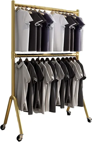 Miniatura 3 de Estante de ropa móvil de pie de 2 capas, estantes organizadores multifuncionales para el hogar, ahorro de espacio
