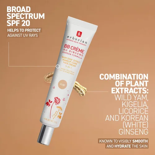 Miniatura 7 de Erborian BB Crema Matte Beauty Balm SPF 20, Cuidado de la piel coreana para unificar el tono Maquillaje híbrido, hidrata y oculta, cobertura Caramelo