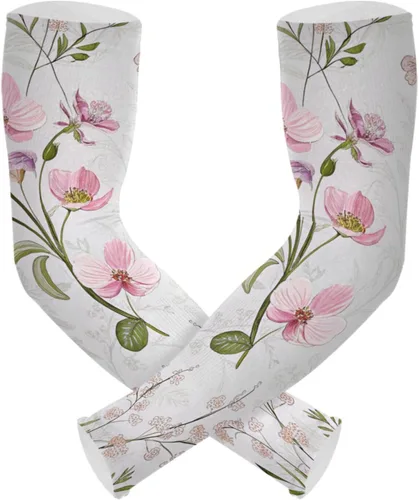 Miniatura 14 de Mangas de jardinería con diseño de libélula de flores, con agujero para el pulgar, protección solar, mangas para brazos para mujeres y hombres
