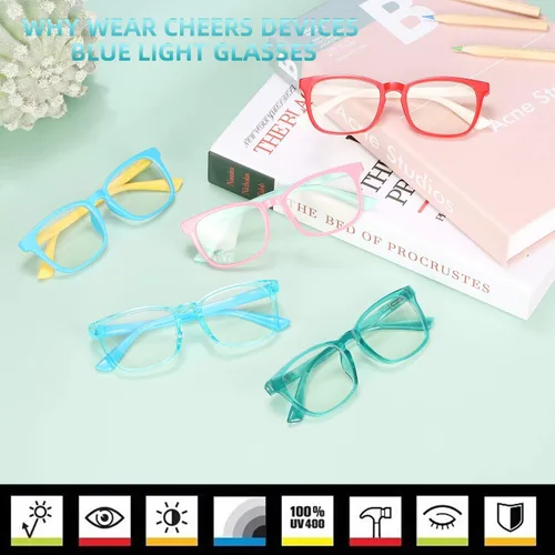Miniatura 6 de Lentes de bloqueo de luz azul para niños y niñas, TR90, irrompibles, antirreflejos, UV400 de 2 a 18 años * Mezcla de 5 pares-a