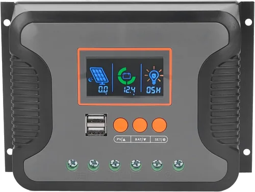 Miniatura 2 de PWM Controlador de carga solar, 60A 12V 24V 36V 48V 2 Puerto USB Pantalla LCD ajustable AGM Gel Inundado Batería de Litio.