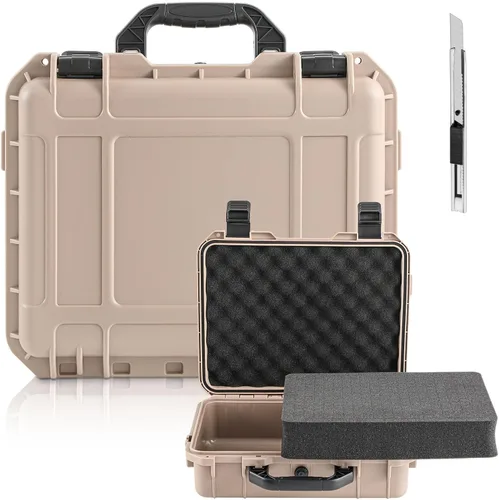 Relaxweex 1 Pieza Estuche Rígido Impermeable de 14.3 x 11.4 x 4.5 Pulgadas con Inserto de Espuma Personalizable DIY Estuche Protector Portátil con