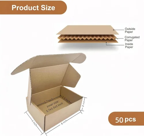 Miniatura 2 de Cajas de envío pequeñas de 6 x 4 x 3 pulgadas, paquete de 50 cajas de envío de cartón corrugado, caja de correo móvil para negocios