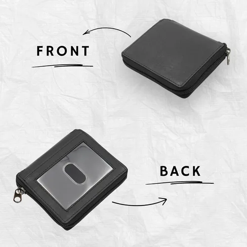 Miniatura 8 de ag wallets Cartera de cuero con cremallera para hombre con inserciones (negro)