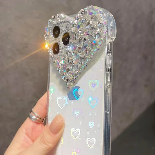 Miniatura 2 de Funda para iPhone 14 Pro Bling Case, 3D Luxury Sparkle Glitter Diamond Crystal Rhinestone Case para mujeres y niñas, bonita funda con gemas