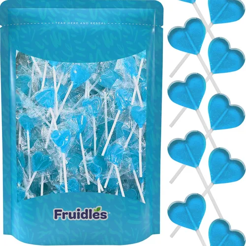 Miniatura 3 de Fruidles paletas mini con forma de corazón con sabor delicioso, envueltas individualmente, paleta de 0.18 oz (30 paletas, azul-frambuesa)